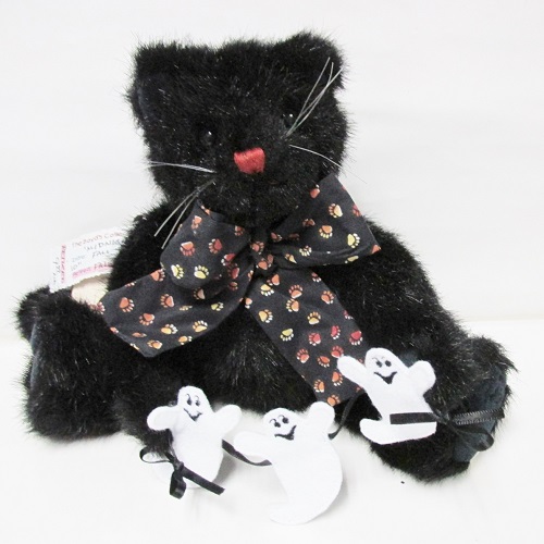 Boyds 904478 Midnight<br> Boyds 10\" tall Black Halloween Cat with Ghost Garland<br>(Click on picture for FULL details)<br>